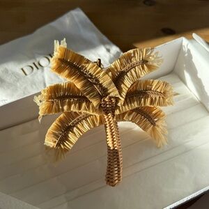 Dior Dioriviera Toile De Jouy Sauvage Palm Tree Bag Charm Raffia Accessory